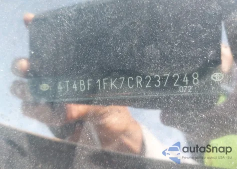 2012 Toyota Camry Le z USA, uszkodzony, nr VIN 4T4BF1FK7CR237248